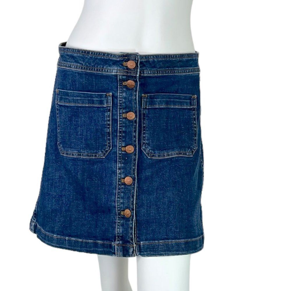 Madewell Stretch Denim A-Line Mini Skirt Salisbury Wash Patch Pocket Edition 8